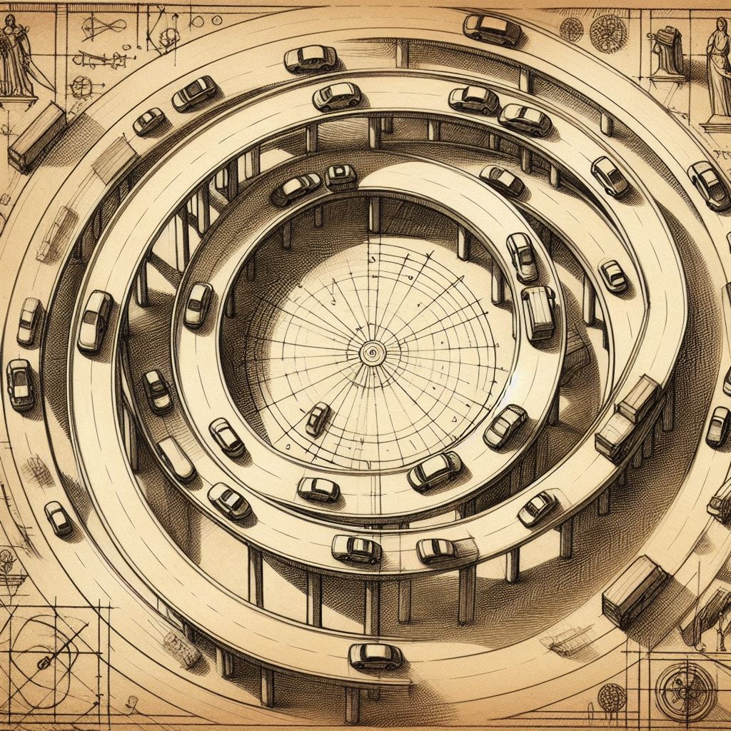 image of roundabout traffic