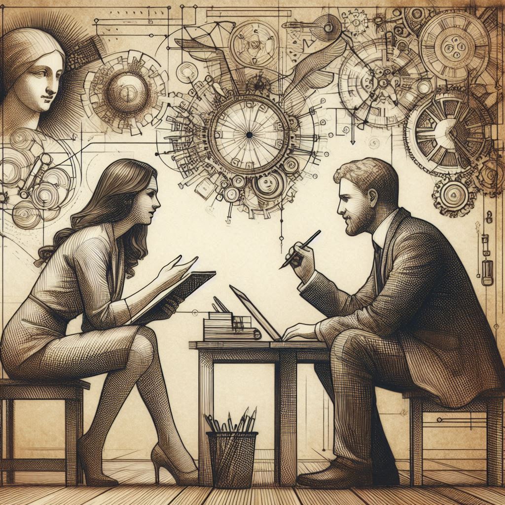 Drawing of an interview